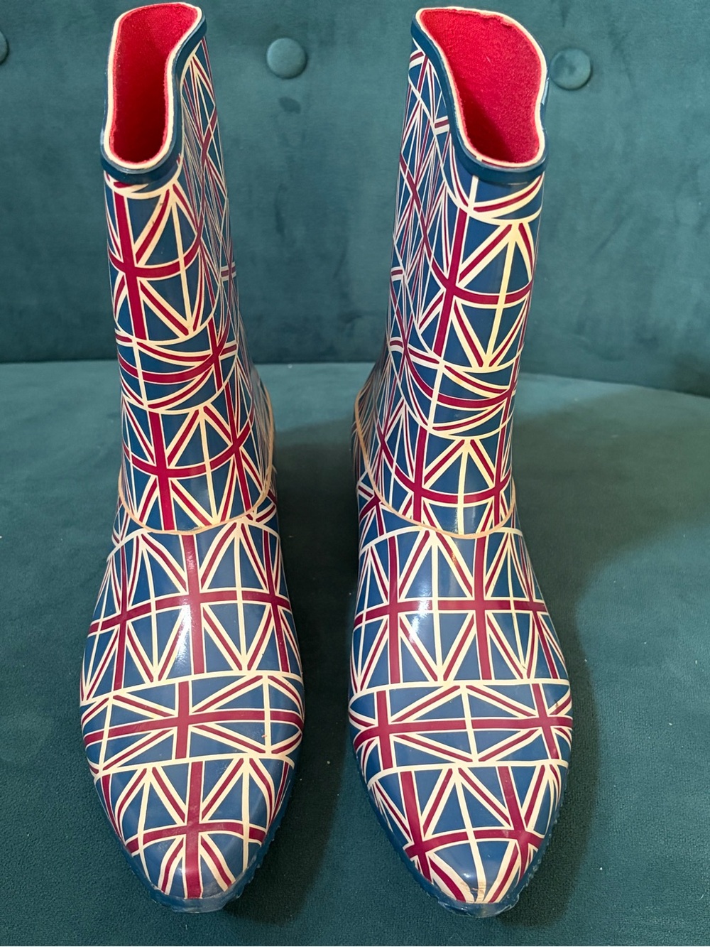 Women's Union Jack kitten heel Rain Booties